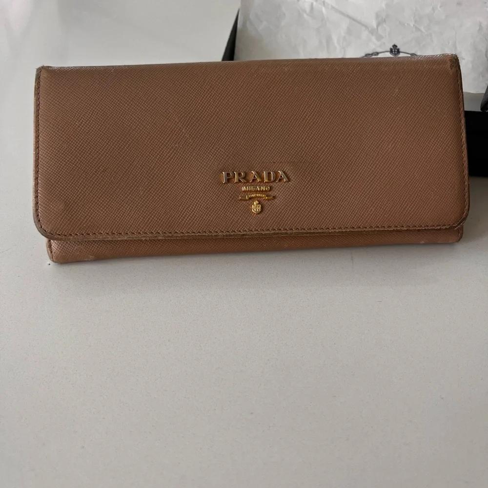 Authentic Prada Beige Leather Long Wallet - Picture 2 of 14
